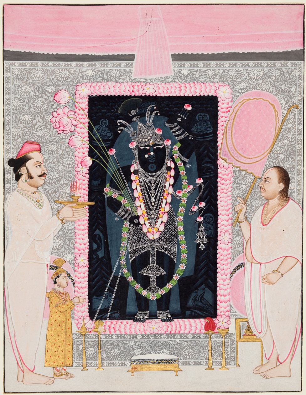 Hlavní kněz Tilakayat Govardhanlalji Mks Nabídky Shri Nathjimu na oslavu..., s. 1890 od Ghasiram Hardev Sharma