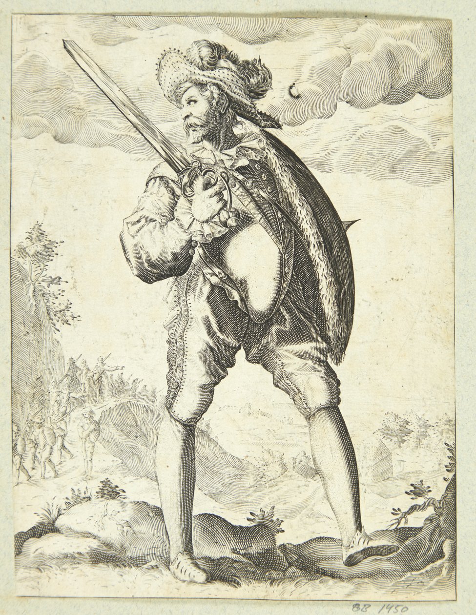 Voják ozbrojený mečem a štítem od Gheyn, Jacques II de