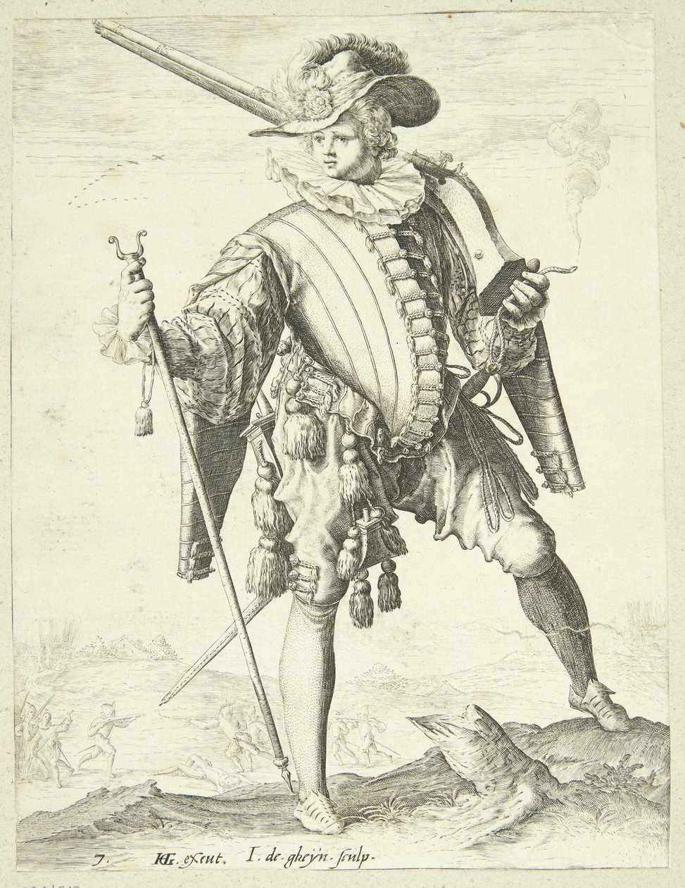 Voják s podbradníkem (arquebuse) od Gheyn, Jacques II de