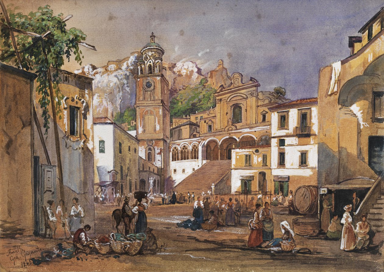 Marktszene v Amalfi od Giacinto Gigante