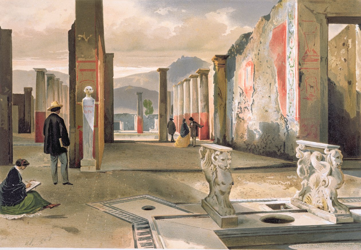 Turisté navštěvující ruiny Pompejí, c.1860 od Giacinto Gigante