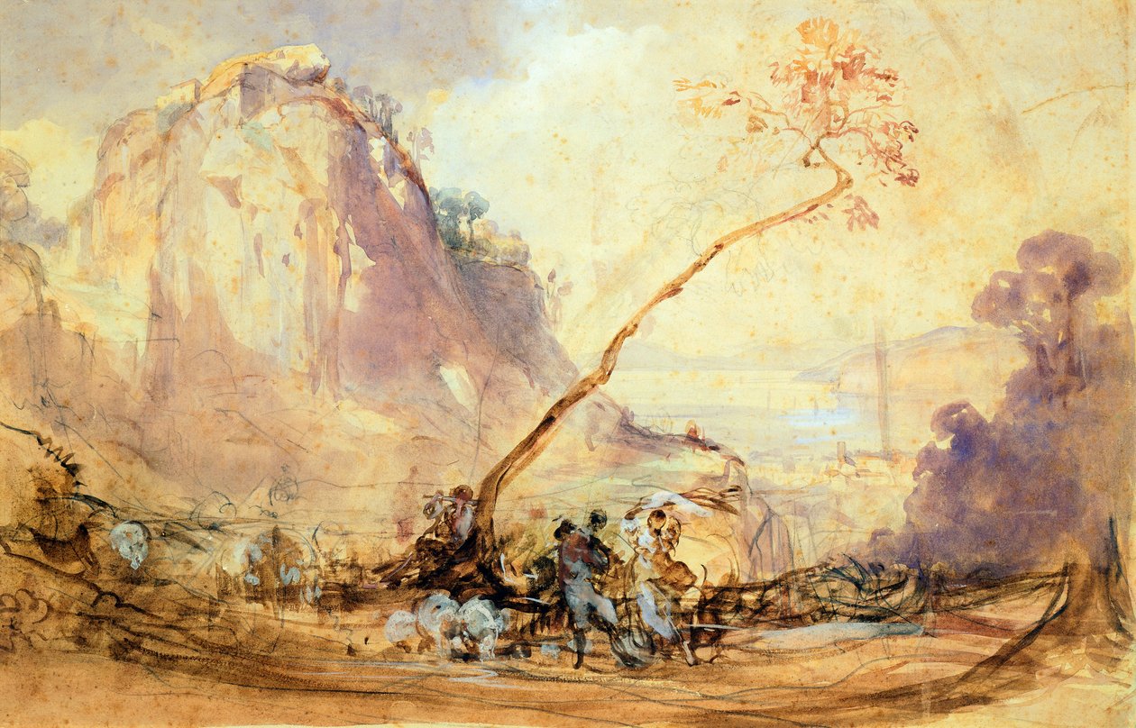 Krajina Sorrento, cca 1848, Giacinto Gigante (1806-1876), akvarel, 34x51 cm. od Giacinto Gigante