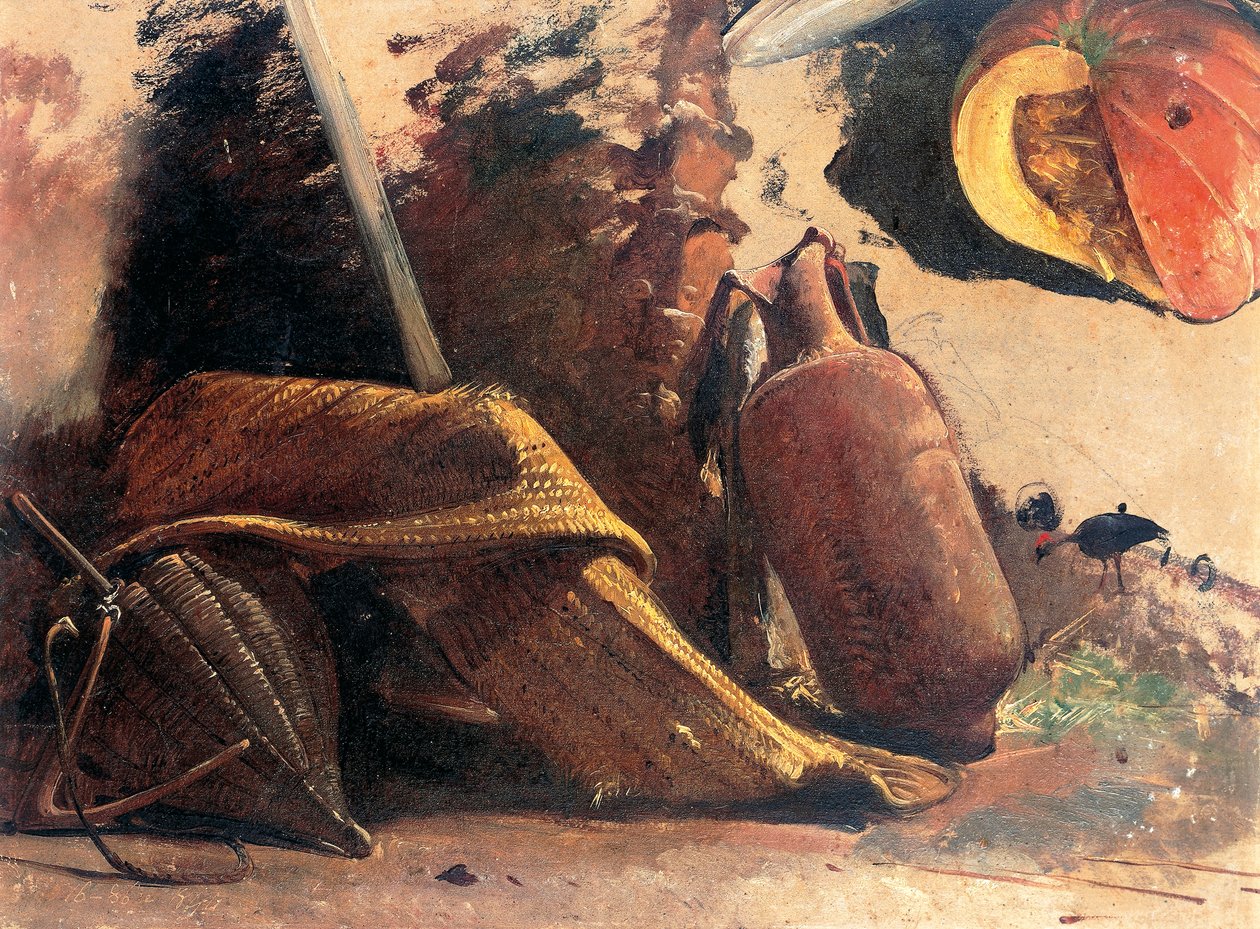 Zátiší s dýní, kolem roku 1844 (akvarel) od Giacinto Gigante