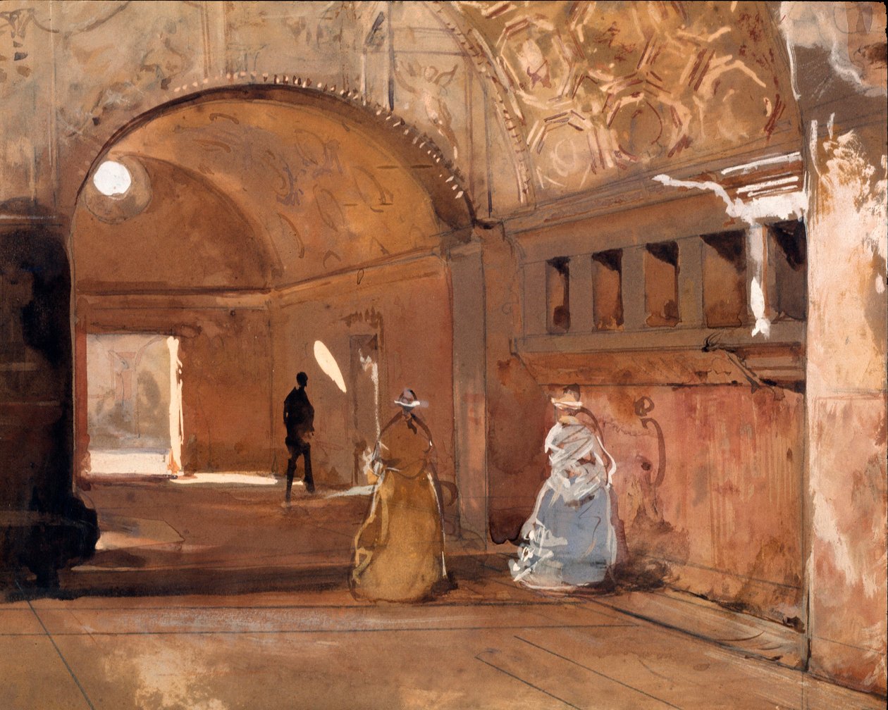 Pompejské lázně Akvarel Giacinto Gigante (1806-1876) Národní galerie moderního umění z 19. století, Řím od Giacinto Gigante