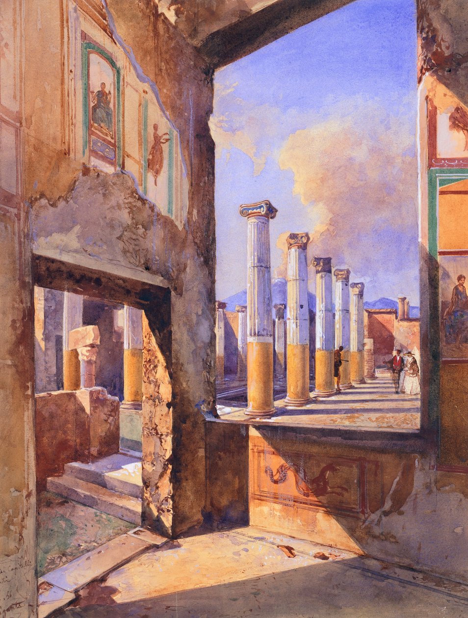 Dům barevných hlavních měst v Pompejích od Giacinto Gigante