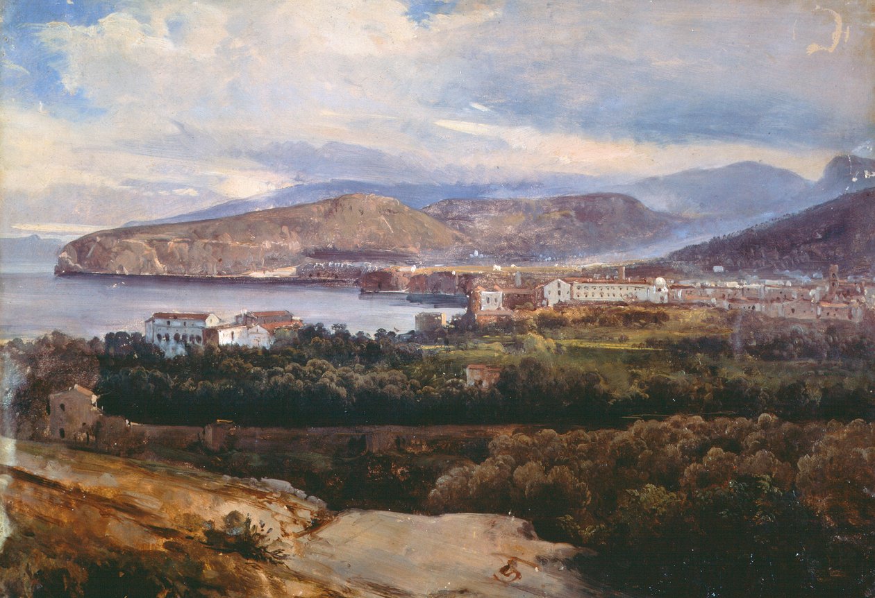 Pohled na Sorrento, Giacinto Gigante, tempera na papíře od Giacinto Gigante