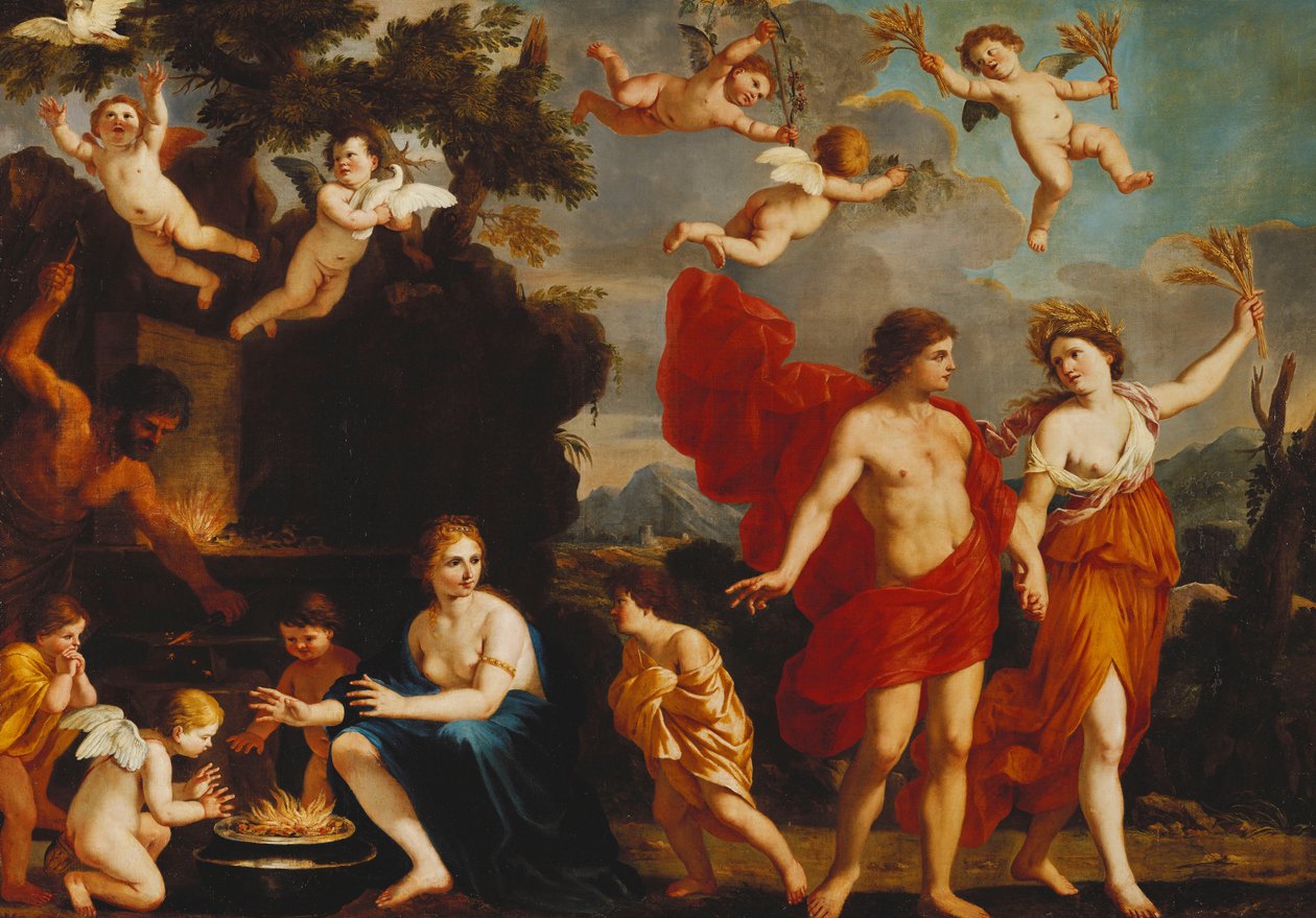 Bez Baccha a Ceres je Venuše studená, od Giacinto Gimignani or Gemignano