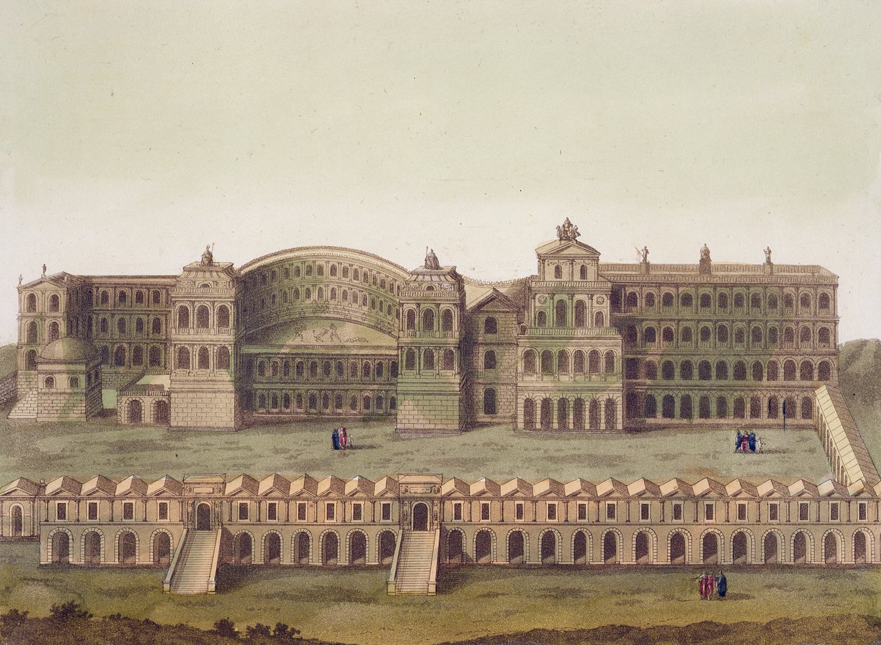 Palác Caesarů, Řím, z „Le Costume Ancien et Moderne“ od Julese Ferraria, vydáno kolem 20.–30. let 19. století od Giacomo Bussi