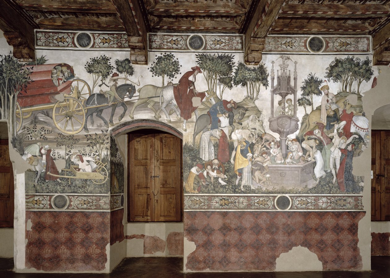 Fontána života, detail cesty k fontáně, 1418-30 od Giacomo Jaquerio