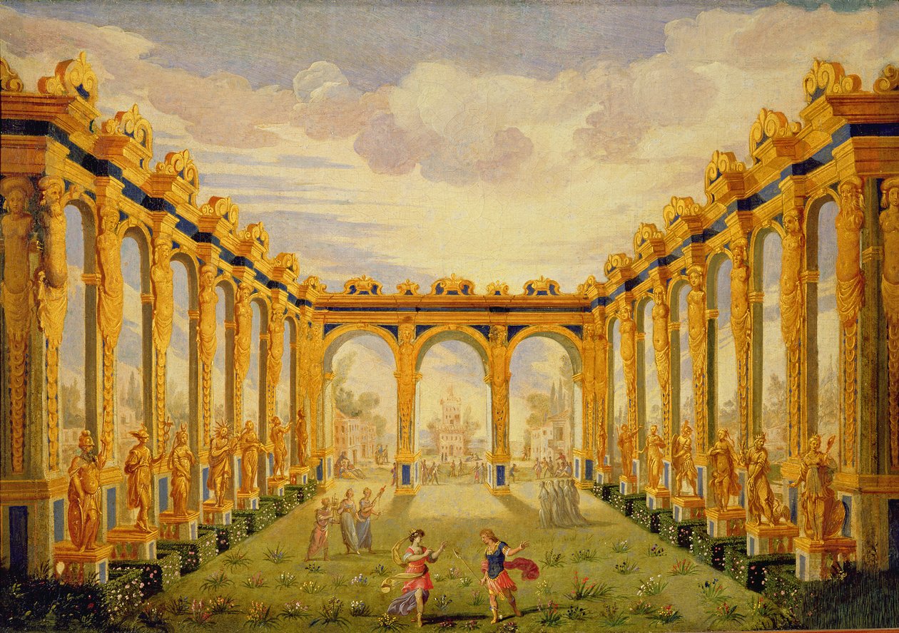 Dějství III, scéna V: Nádvoří Elysejských polí od Giacomo Torelli