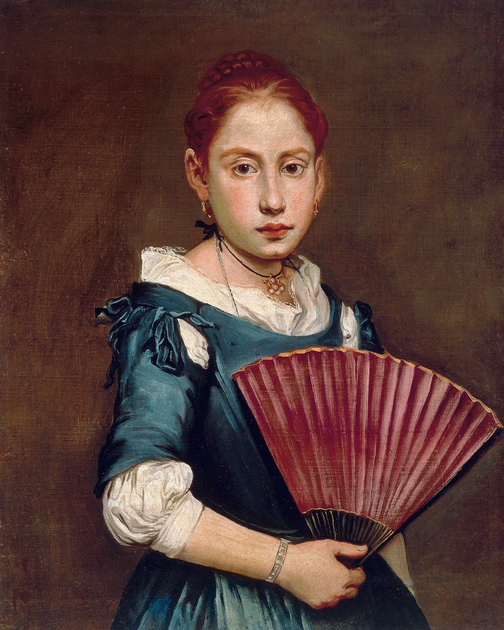 Mladá dívka s vějířem, cca 1740, Giacomo Ceruti, známý jako Pitocchetto (1698-1797), olej na plátně, 65x54 cm od Giacomo Ceruti