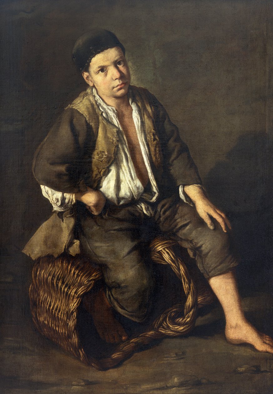 Pochůzkář sedící na koši, cca 1735 (olej na plátně) od Giacomo Ceruti