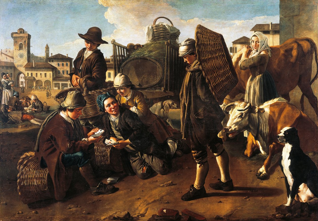 Tržní scéna, Giacomo Ceruti, známý jako Pitocchetto (1698-1767) od Giacomo Ceruti