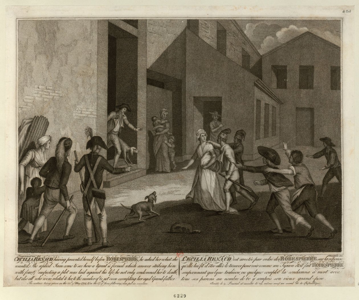 Zatčení Cécile Renaultové 22. května 1794 v bytě Robespierra, c. 1798. od Giacomo Aliprandi