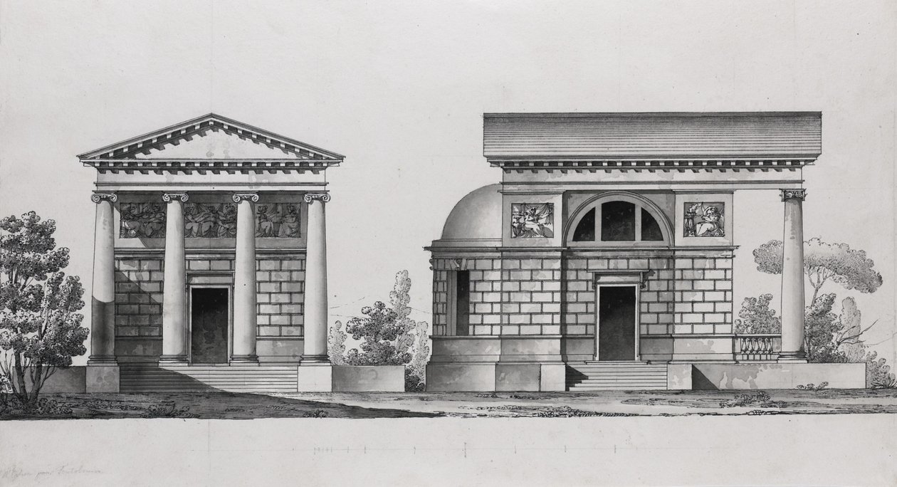 Návrh kostela pro rodinu Tutomlin od Giacomo Antonio Domenico Quarenghi