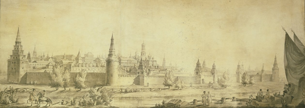 Panoramatický pohled na moskevský Kreml koncem 18. století, konec 90. let 18. století od Giacomo Antonio Domenico Quarenghi