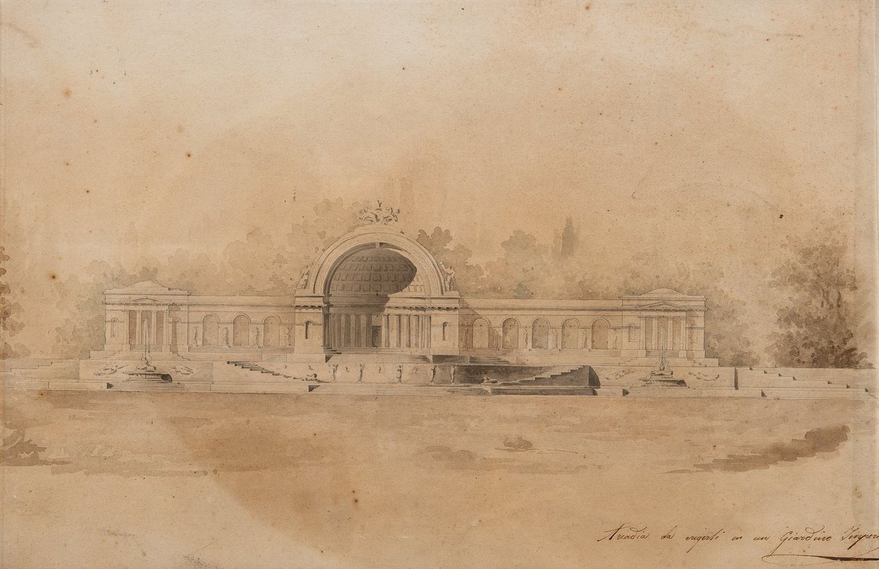 Studie pasáže pro Carskoje Selo od Giacomo Antonio Domenico Quarenghi