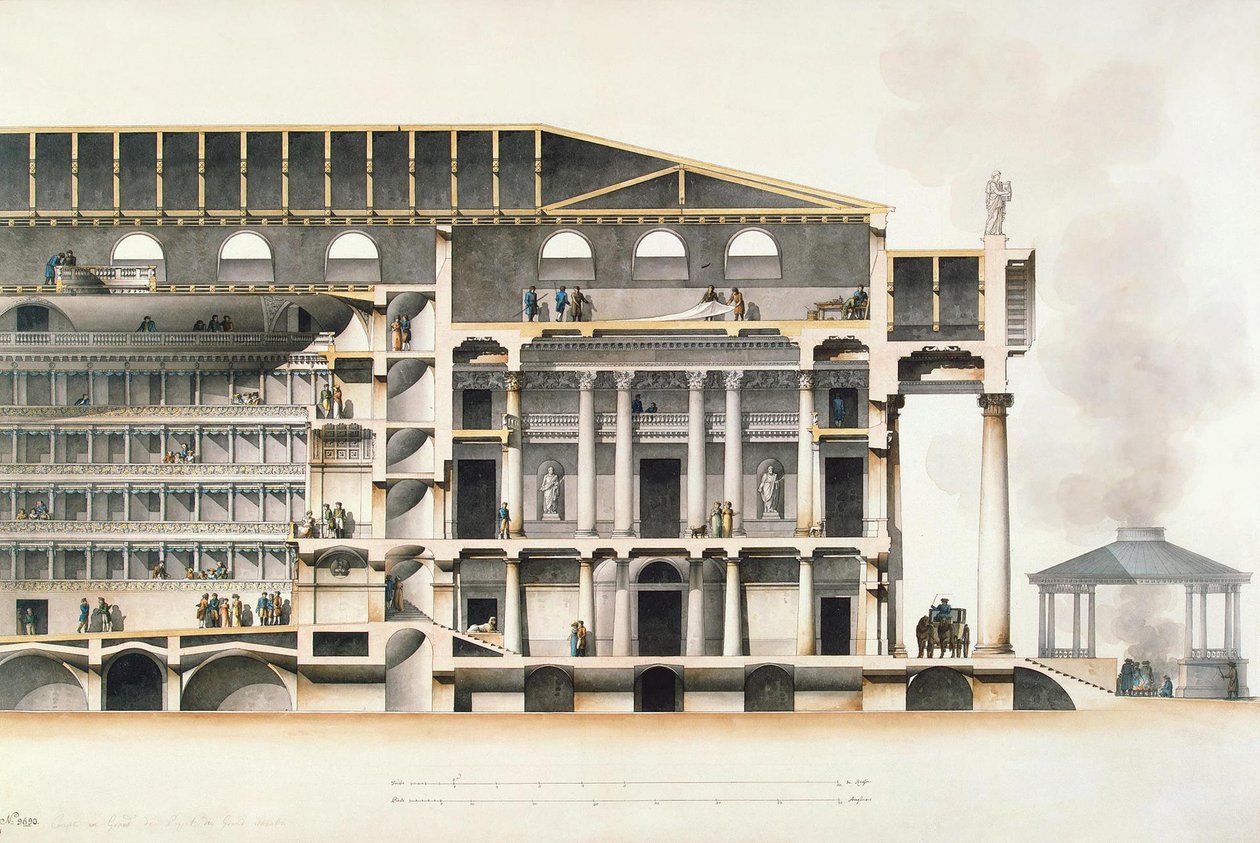Petrohradské císařské divadlo Bolshoi Kamenny Theatre, počátek 19. století od Giacomo Antonio Domenico Quarenghi