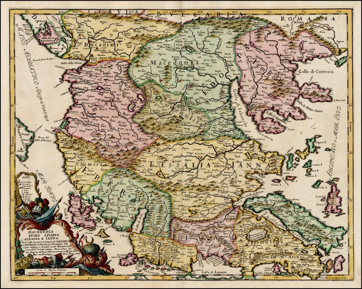 Mapa Makedonie a Thesálie z roku 1684, Giacomo Cantelli da Vignola od Giacomo Cantelli