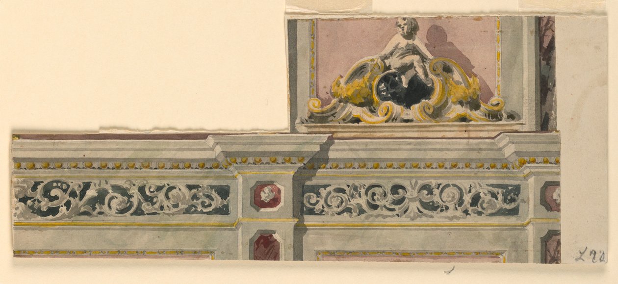 Kresba, projekt malovaných nadpraží, 1850-75 od Giacomo Casa