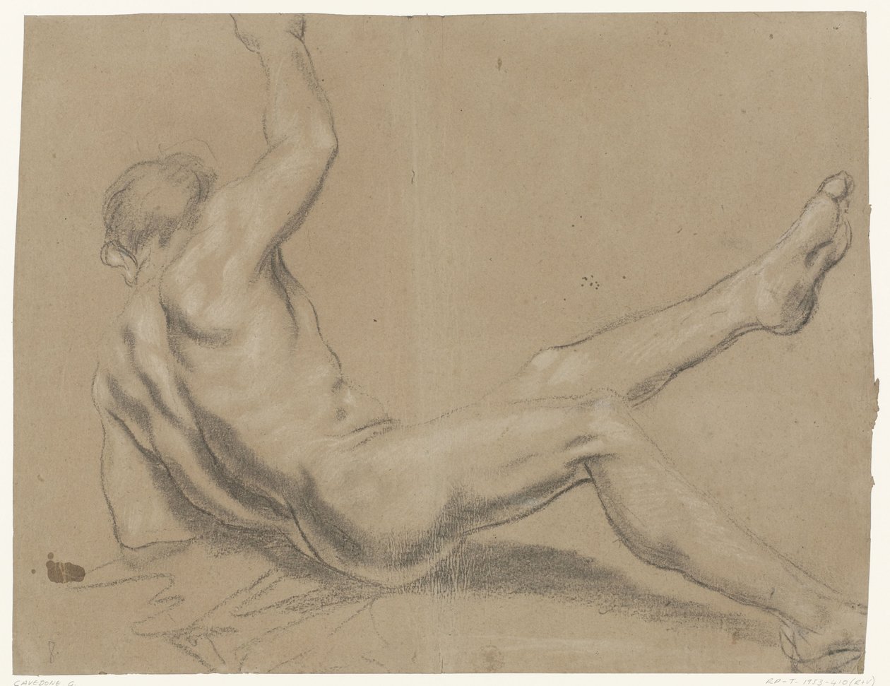 Studie padajícího mužského aktu od Giacomo Cavedone (possibly)