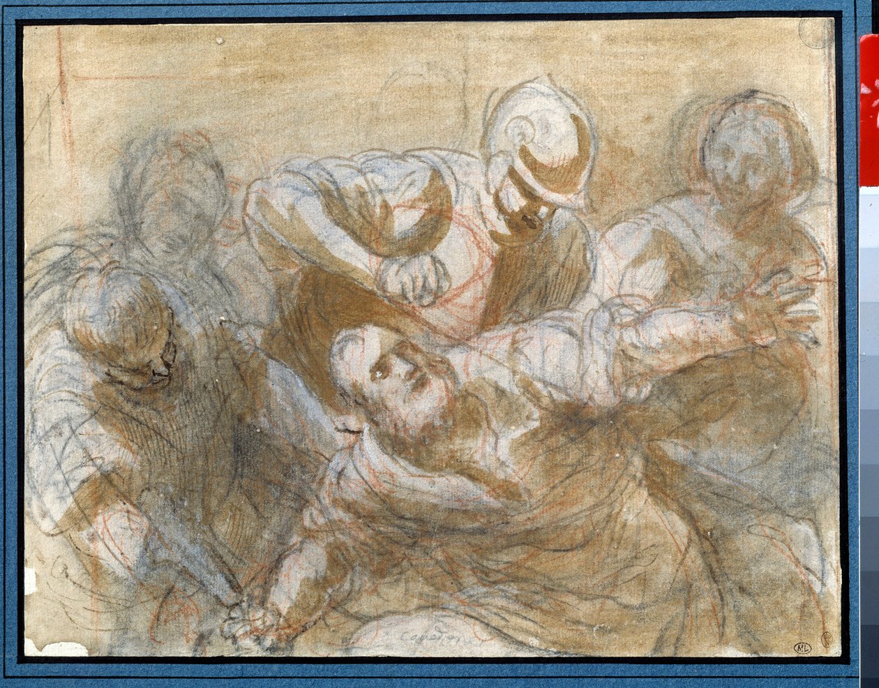 Samson zajat Filištíny Kresba hnědým inkoustem a lazurou Giacomo Cavedone (1577-1660) Kolem 1614 Sun. 0,20 x 0,27 m Paříž. muzeum Louvre od Giacomo Cavedone