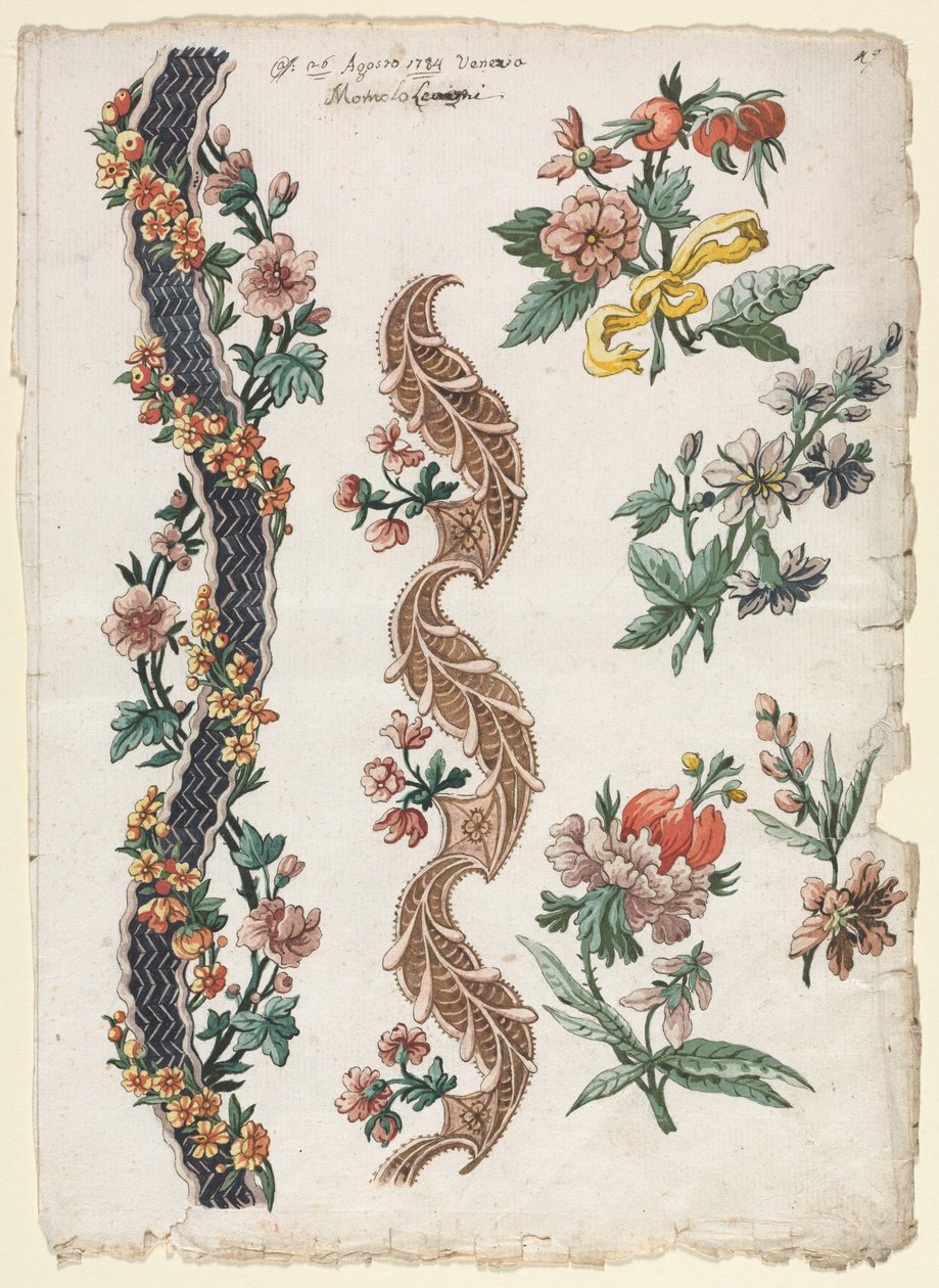 Květinové vzory a květinové kapely, 1784. od Giacomo Cavenezia