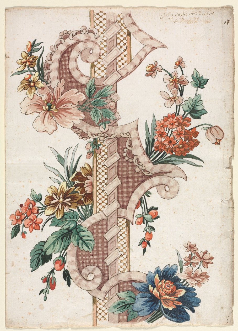 Vertikální dekorativní květinový pás, 1773. od Giacomo Cavenezia