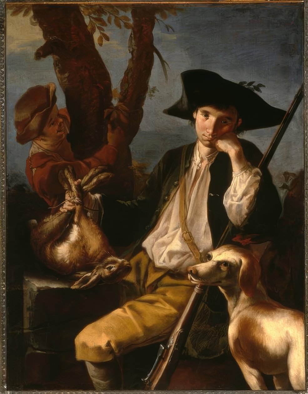 G.F.Cipper s názvem Il Todeschini, odpočívající lovec / malba od Giacomo Francesco Cipper