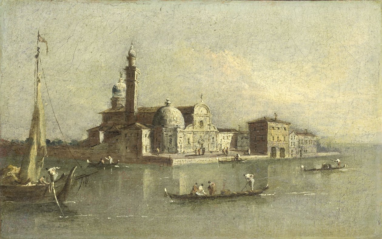 Pohled na ostrov Isola di San Michele v Benátkách od Giacomo Guardi (attributed to)