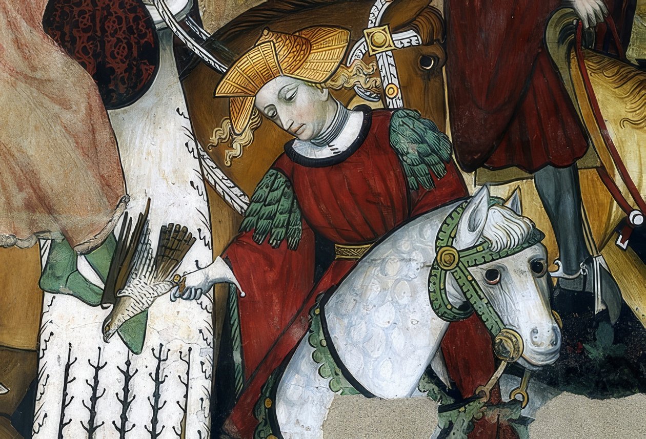 Fontána mládí. Detail: sokolník se svým ptákem. 1418-30 od Giacomo Jaquerio