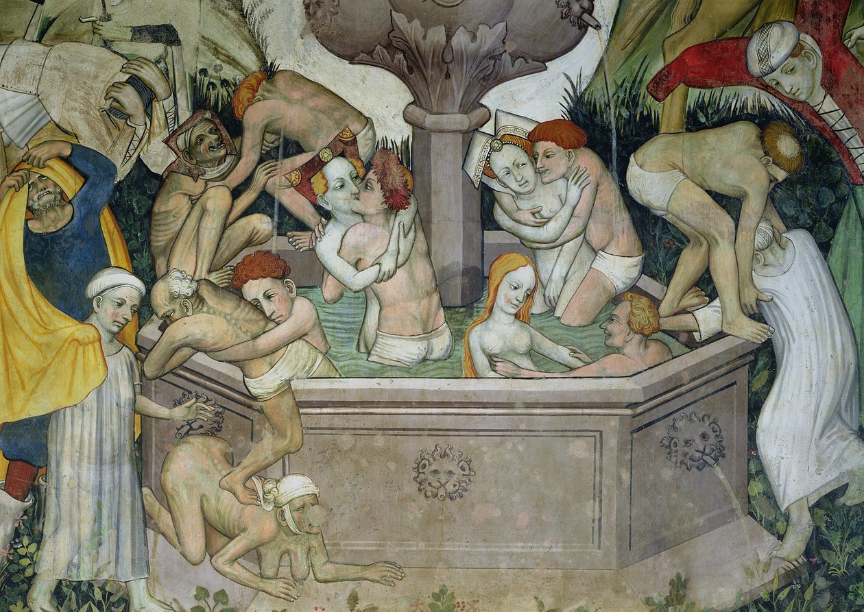 Fontána života, detail koupajících se ve fontáně od Giacomo Jaquerio
