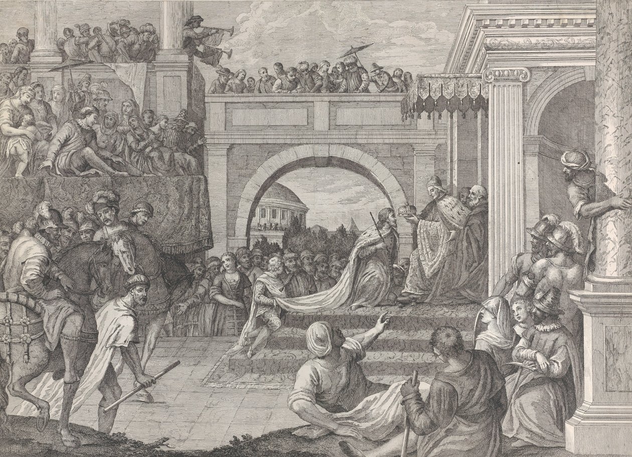 Dóže Enrico Dandolo korunuje Baldovina za prvního císaře Latinské říše Constanti..., 1745-94. od Giacomo Leonardis