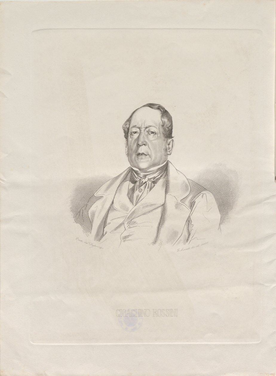 Portrét skladatele Gioachina Antonia Rossiniho 1792-1868, 1852. od Giacomo Luzzati