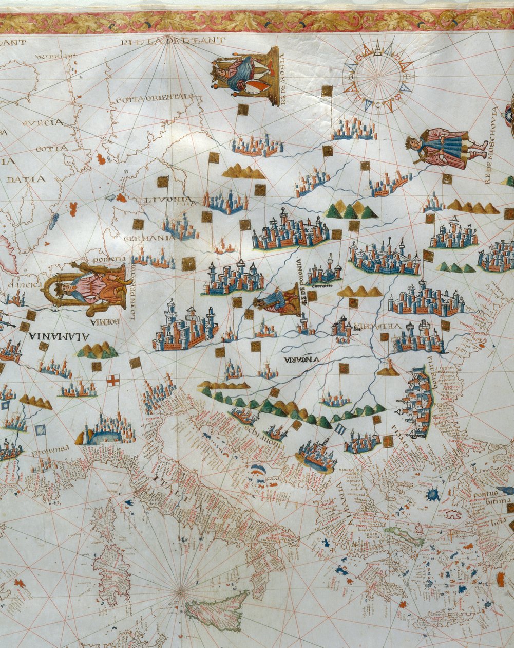 Námořní mapa, detail západní Evropy, 1564 od Giacomo Maggiolo