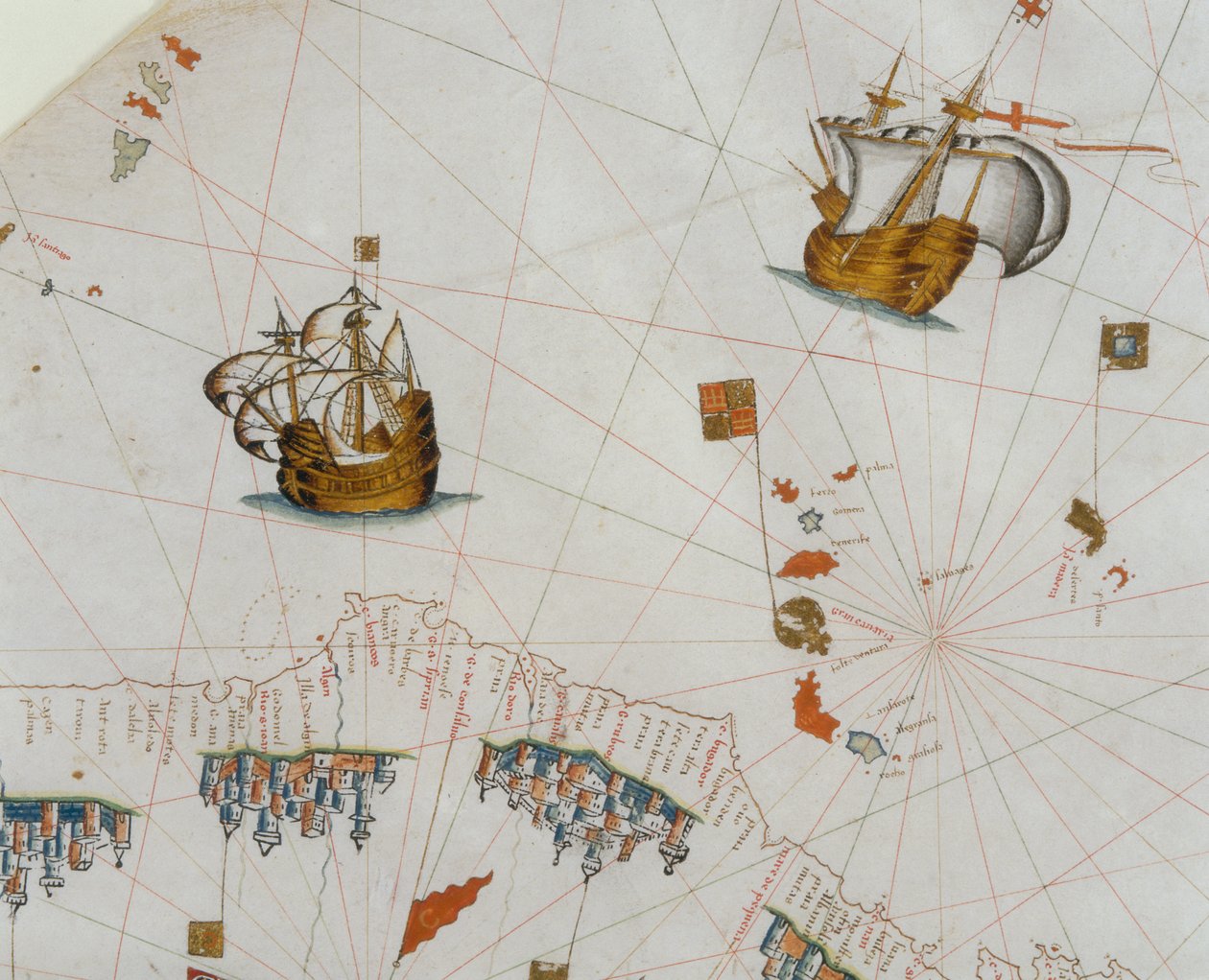 Námořní mapa, detail Kanárských ostrovů, 1564 od Giacomo Maggiolo
