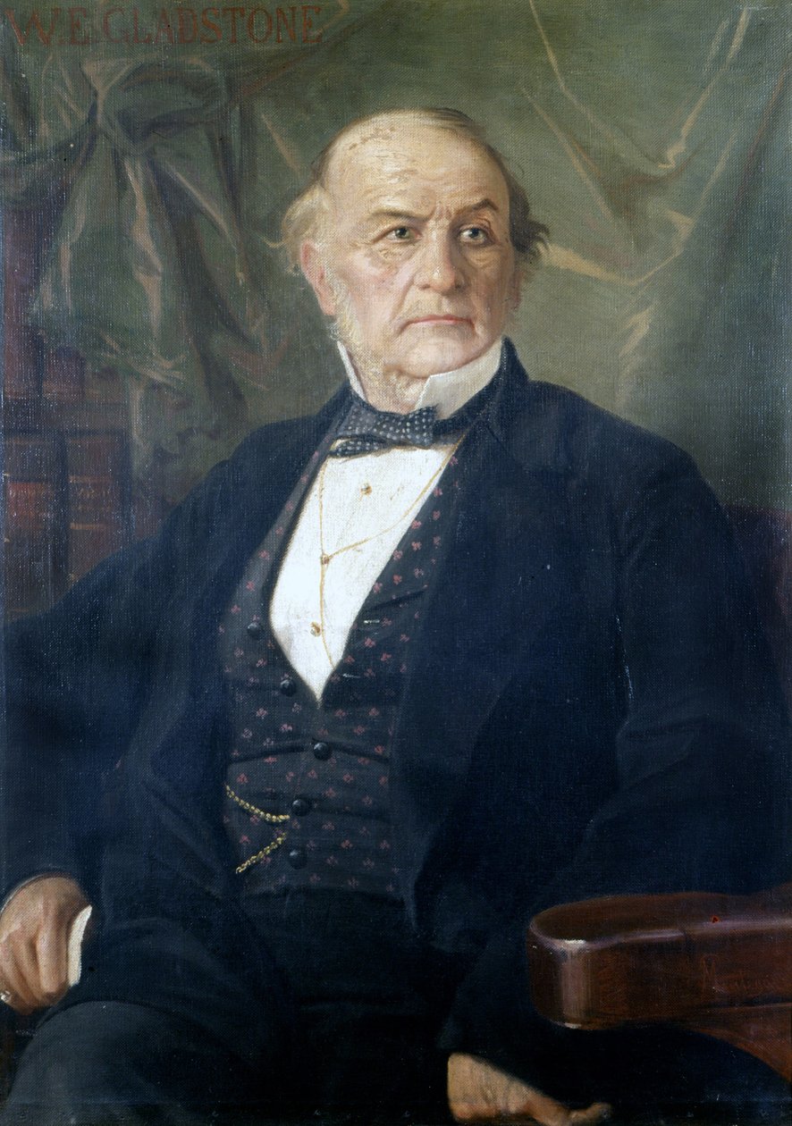 Portrét Williama Ewarta Gladstonea. Britský politik (1809 až 1898). Malba od Mantegazzy. Milánské muzeum Risorgimento od Giacomo Mantegazza