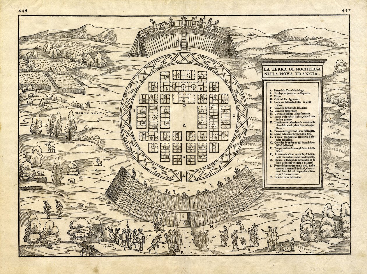 Země Hochelaga v Nové Francii od Giacomo & Ramusio Giovanni Battista (1485-1557) Gastaldi