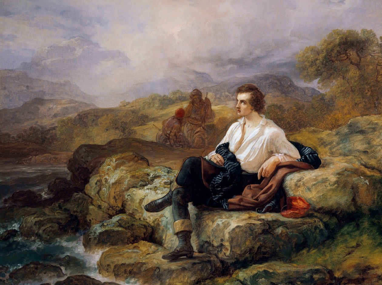 Lord Byron (1788-1824) na břehu Řeckého moře, Giacomo Trecourt (1812-1882), olej na plátně od Giacomo Trecourt