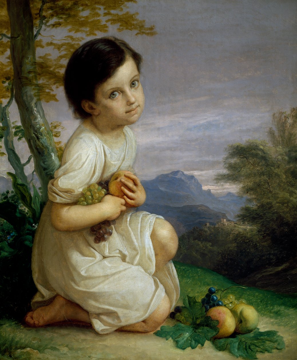Portrét Leny Presti s ovocem od Giacomo Trecourt