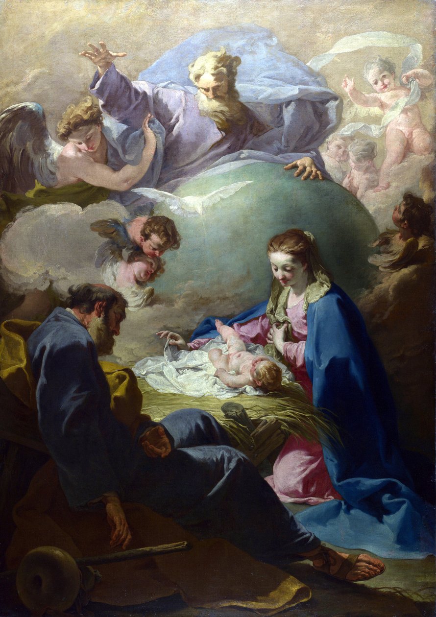 Narození s Bohem Otcem a Duchem svatým od Giambattista Pittoni
