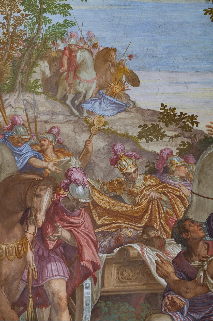 Alexandr Veliký zakrývající mrtvolu Daria pláštěm, Hlavní sál od Giambattista (1526 78) Zelotti