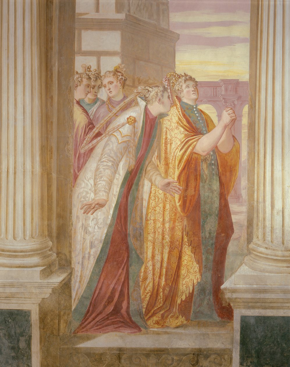 Levá stěna znázorňující plačící Sophonisbu od Giambattista 1526 78 Zelotti