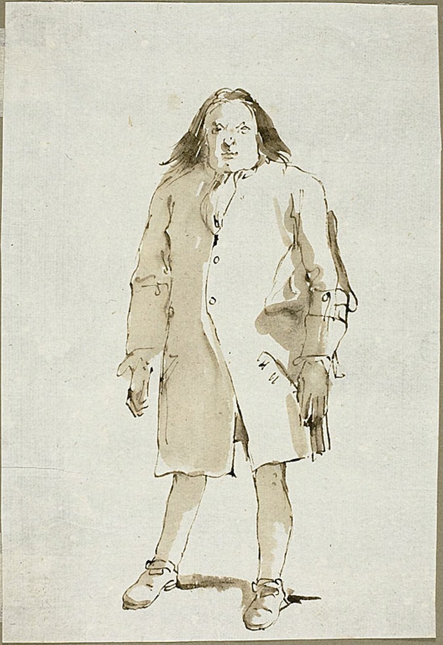 Karikatura muže, po celé délce, čelem dopředu od Giambattista Tiepolo
