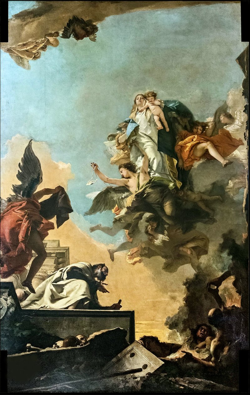 Panna Maria Karmelská dává škapulíř svatému Simonu Stockovi, 1749. od Giambattista Tiepolo