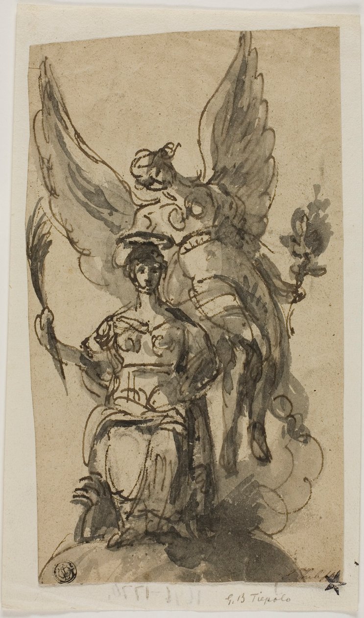 Sedící žena korunovaná andělem od Giambattista Tiepolo