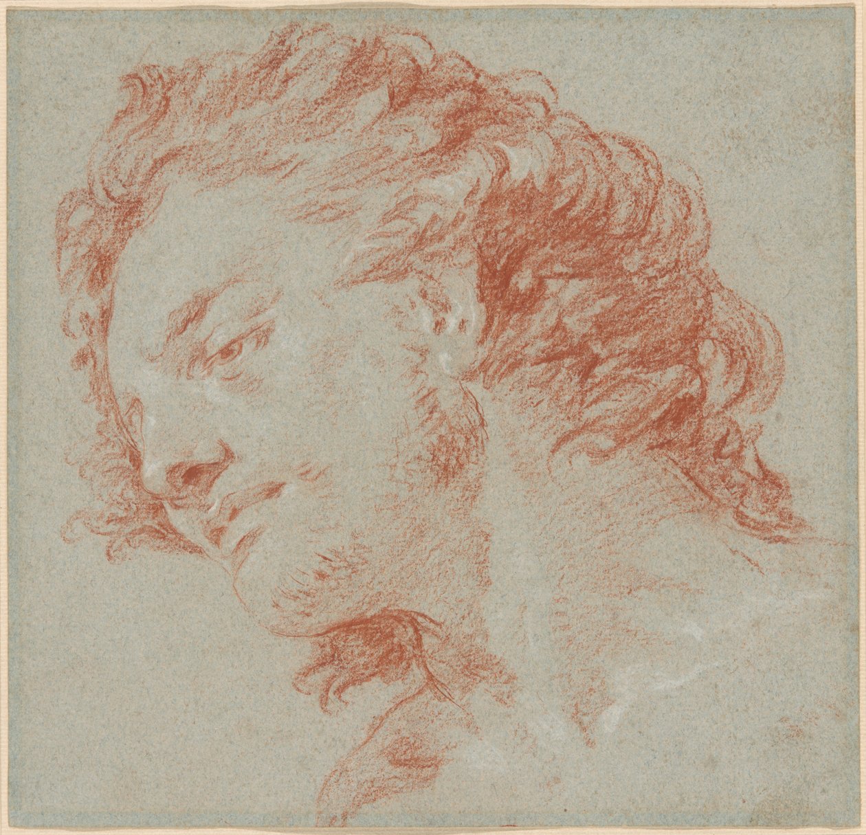 Hlava mladého muže v profilu vlevo (recto); Studie alegorických figur (verze) od Giambattista Tiepolo