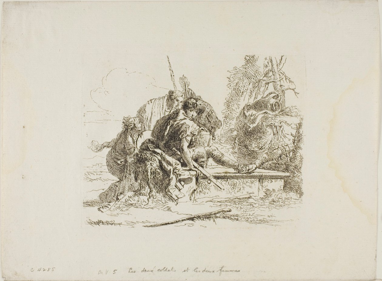 Dva vojáci a dvě ženy, od Capricci od Giambattista Tiepolo