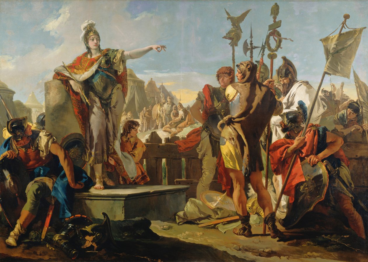 Královna Zenobia promlouvá ke svým vojákům od Giambattista & Tiepolo Giandomenico (1727-1804) Tiepolo