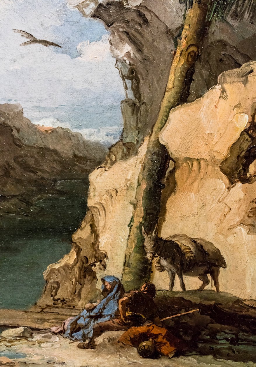 Odpočinek během útěku do Egypta, asi 1762/70 (olej na plátně) od Giambattista & Tiepolo Giandomenico (1727-1804) Tiepolo